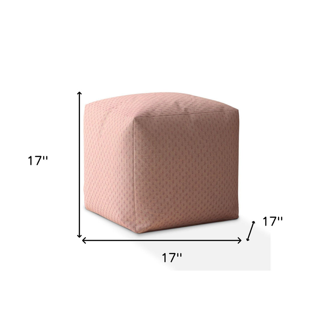 17" Pink Polyester Pouf Ottoman