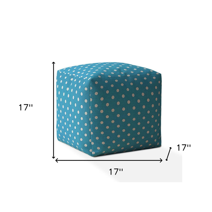 17" Red Cotton Polka Dots Pouf Ottoman