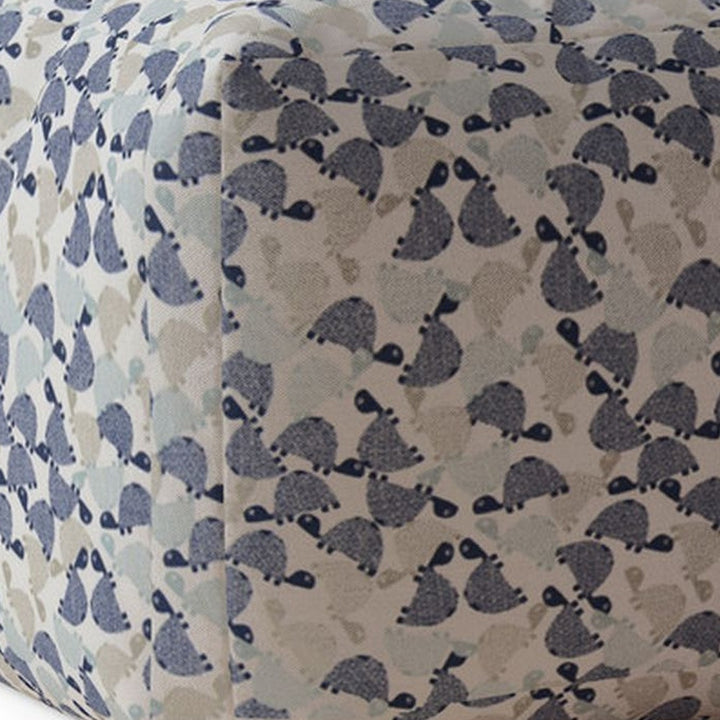 17" Beige Cotton Turtle Pouf Ottoman