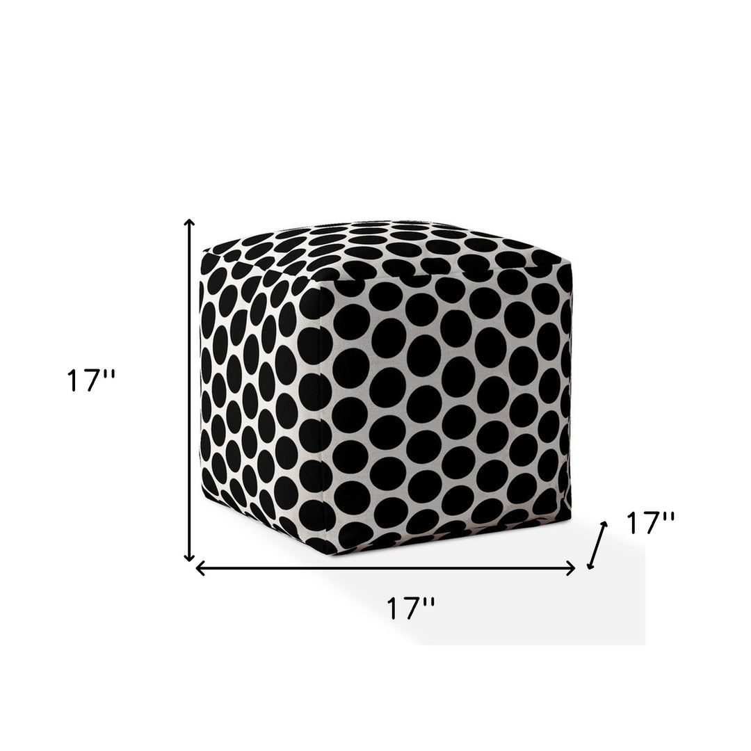 17" Black Cotton Polka Dots Pouf Cover