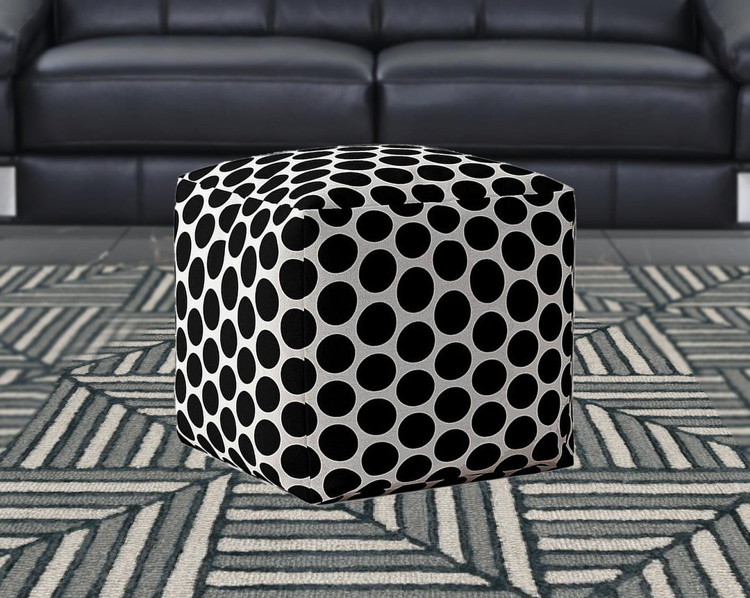 17" Black Cotton Polka Dots Pouf Cover