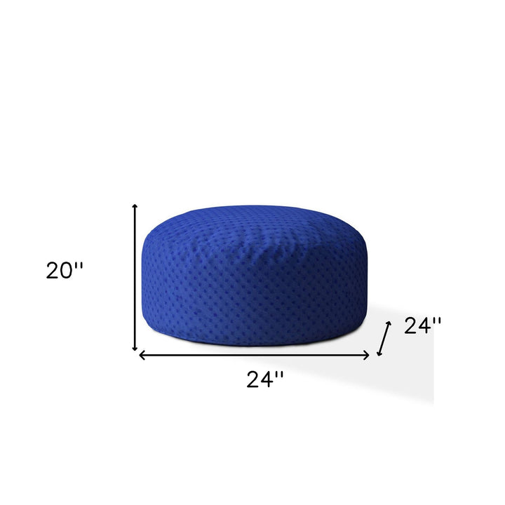 24" Blue Polyester Round Pouf Cover