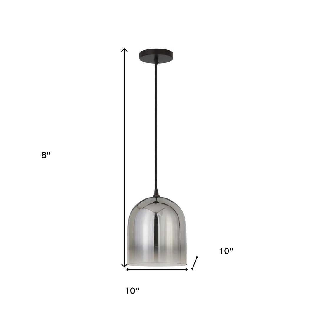 10" Gray Smoked Glass Dimmable Bell Shape Pendent Ceiling Light