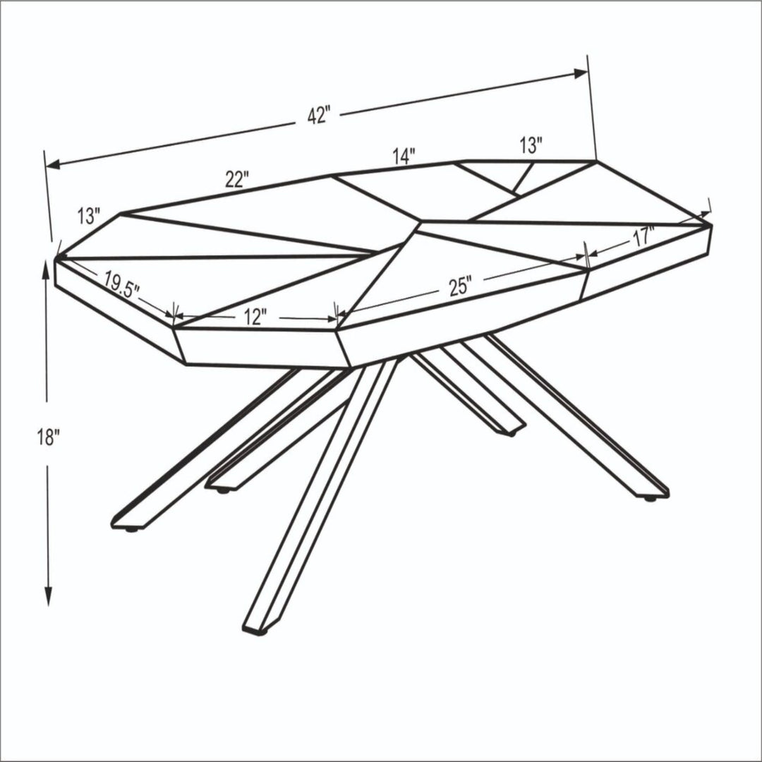 42" Brown And Dark Gray Solid Wood And Iron Free Form Coffee Table