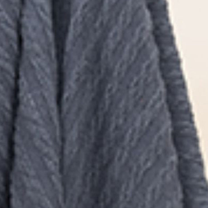 Blue Gray Knitted 100% Cotton Throw Blanket