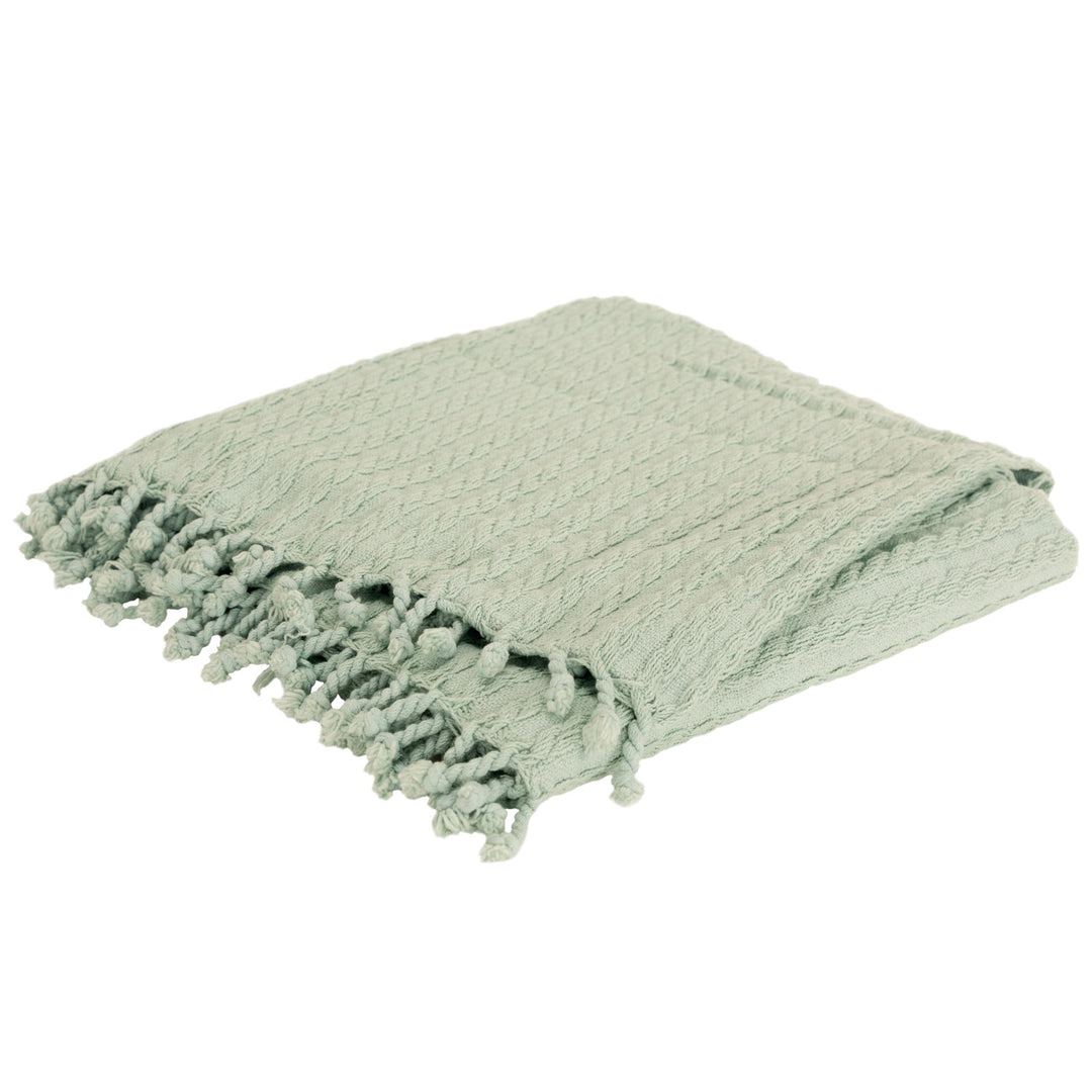 Aqua Knitted 100% Cotton Throw Blanket