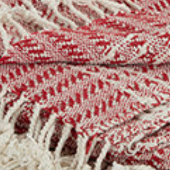 Red Woven 100% Cotton Throw Blanket