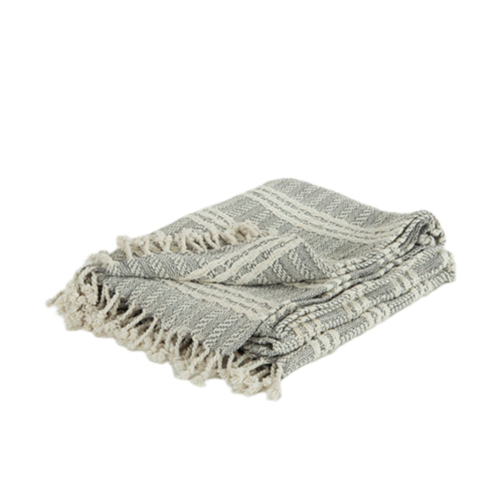 Charcoal Woven 100% Cotton Throw Blanket