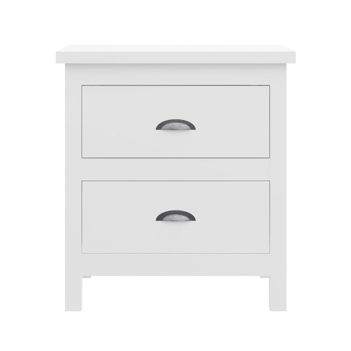 20" White Two Drawer Nightstand With Solid Wood Top