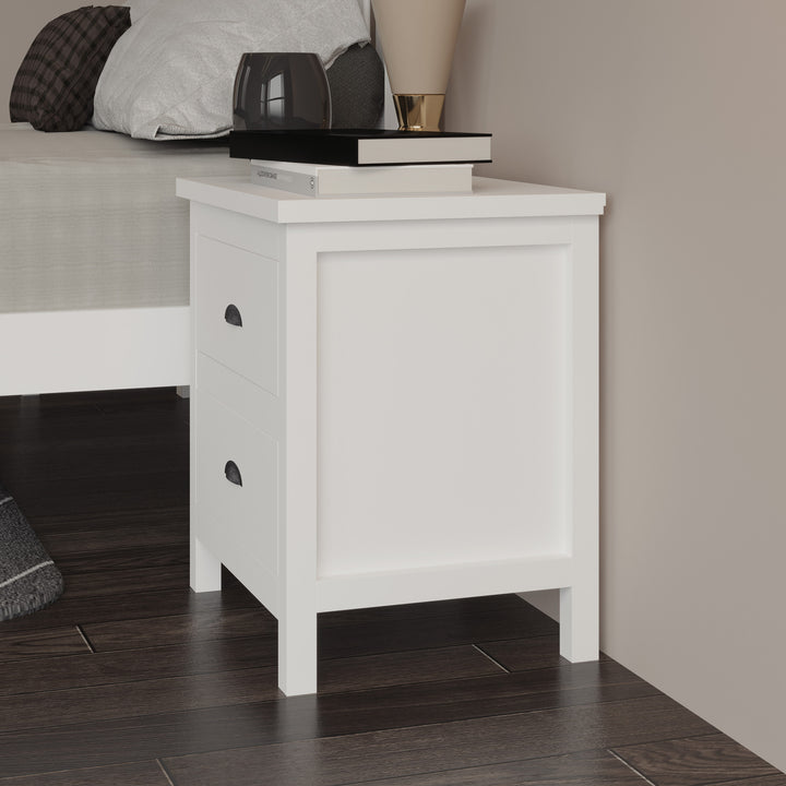 20" White Two Drawer Nightstand With Solid Wood Top