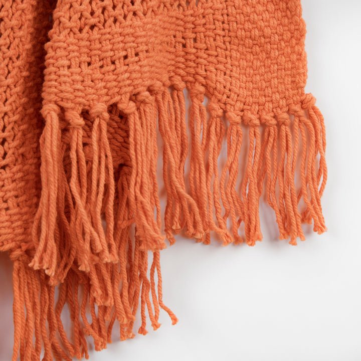 Orange Woven 100% Cotton Throw Blanket