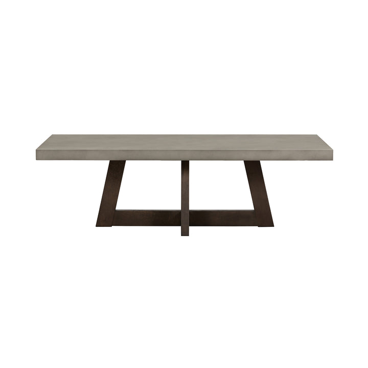 55" Gray And Brown Concrete And Solid Wood Coffee Table