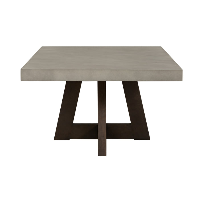 55" Gray And Brown Concrete And Solid Wood Coffee Table