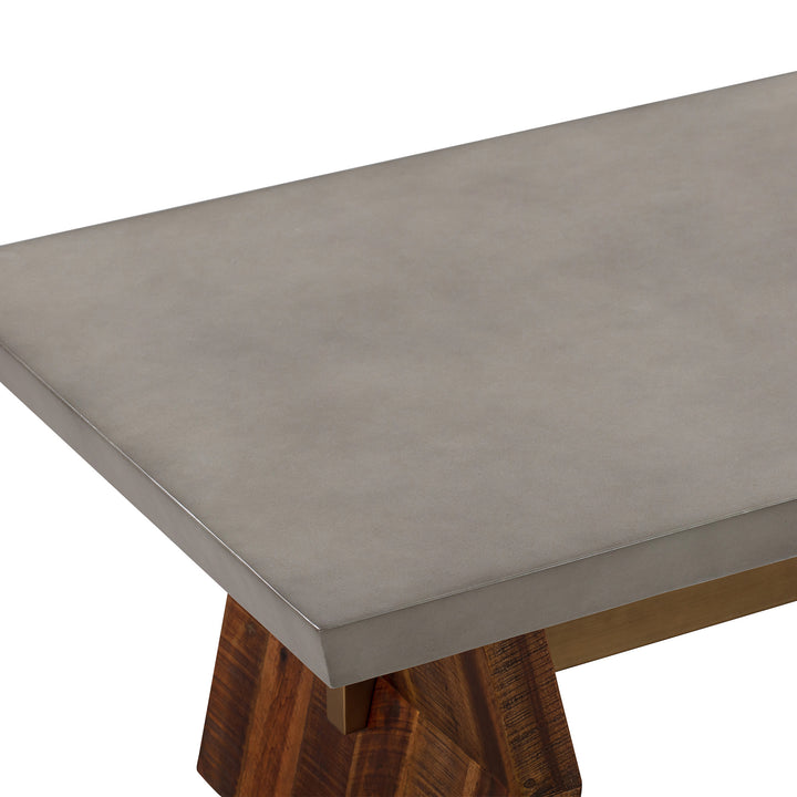 26" Gray And Brown Concrete And Solid Wood Coffee Table