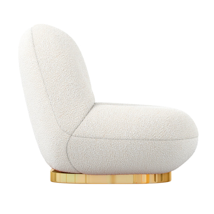 30" White And Gold Boucle Accent Chair