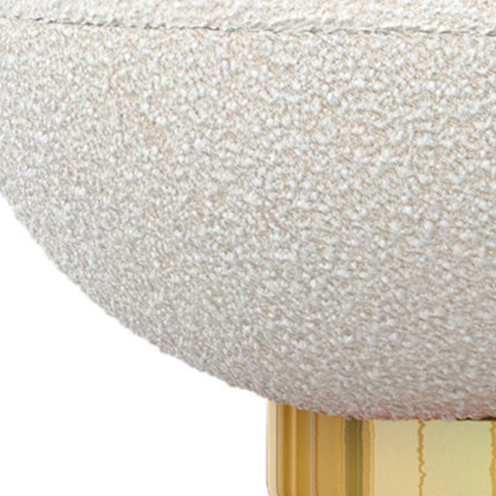 30" White And Gold Boucle Accent Chair