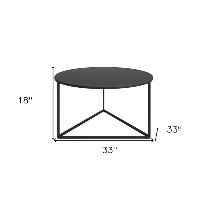 33" Black Steel Round Coffee Table