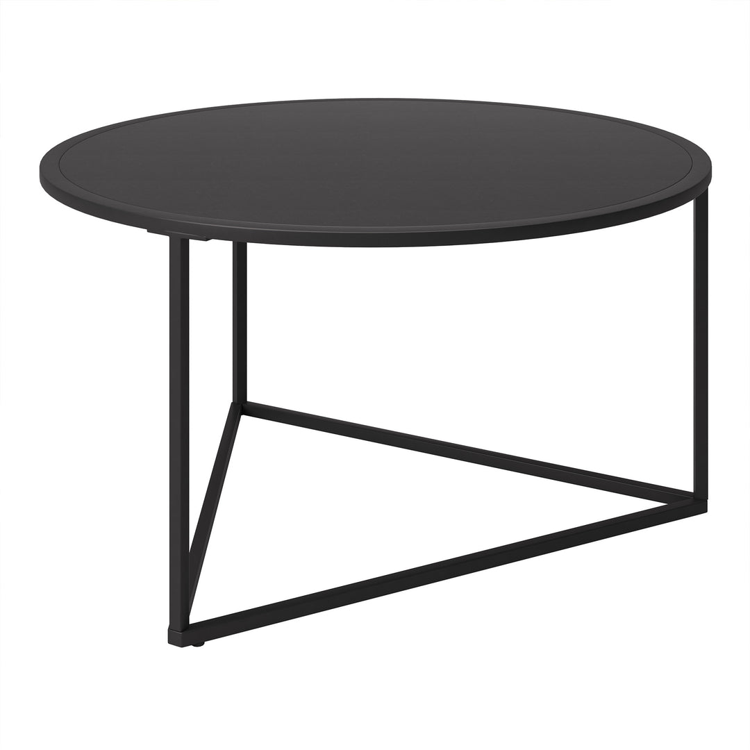 33" Black Steel Round Coffee Table