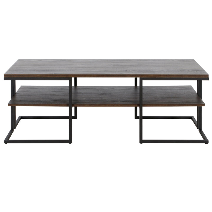 45" Black Steel Coffee Table With Shelf