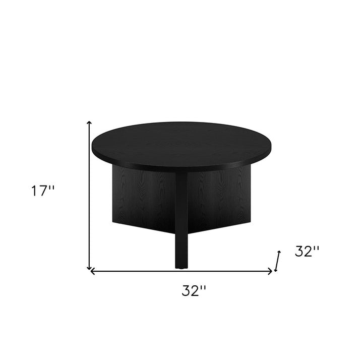 32" Black Round Coffee Table