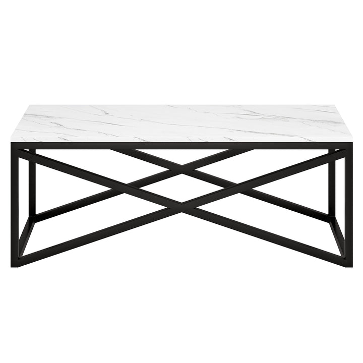 46" Black Faux Marble And Steel Coffee Table