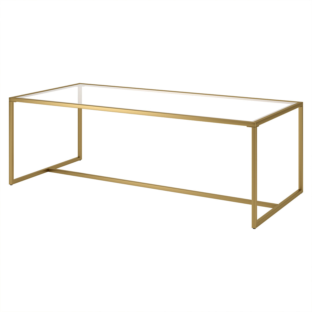 47" Gold Glass And Steel Coffee Table