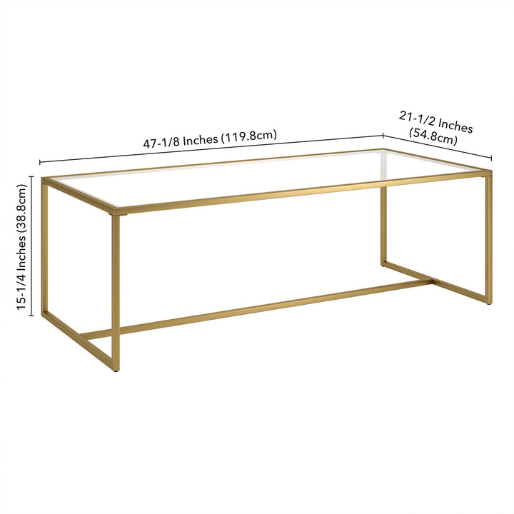 47" Gold Glass And Steel Coffee Table