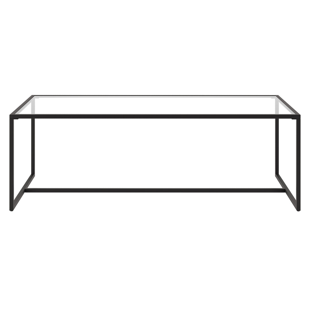 47" Black Glass And Steel Coffee Table