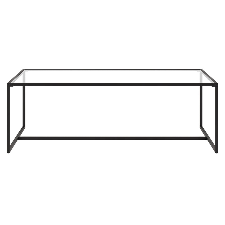 47" Black Glass And Steel Coffee Table