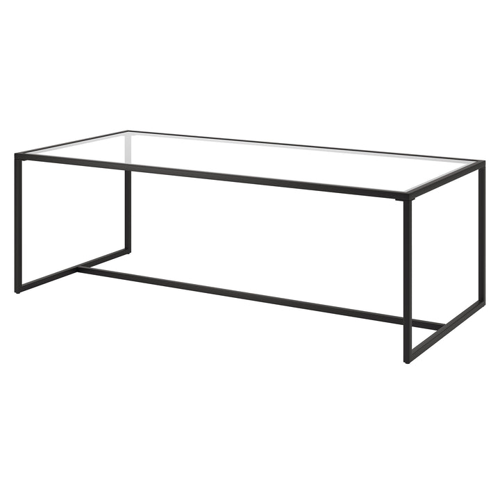 47" Black Glass And Steel Coffee Table