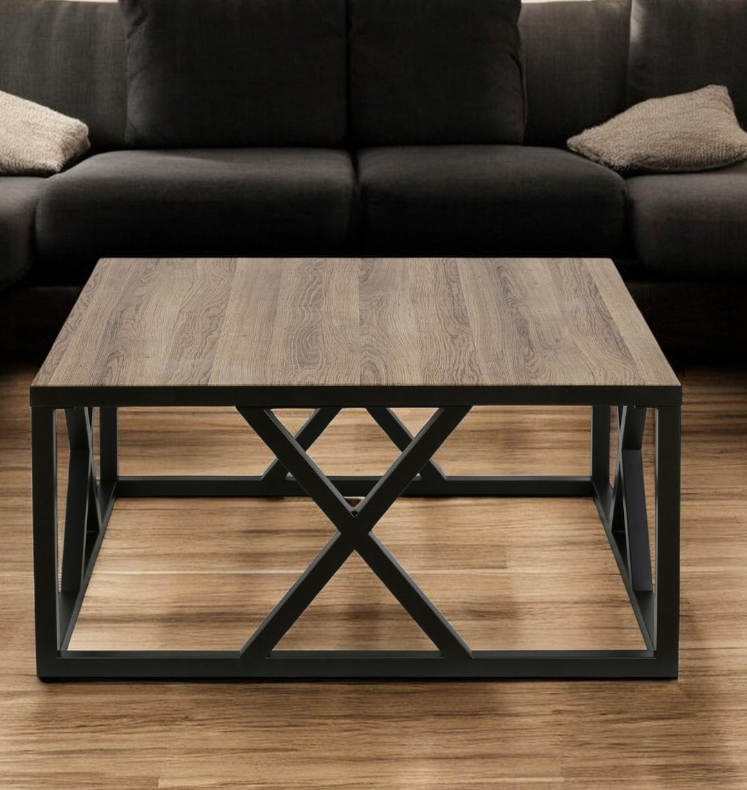 35" Black Steel Square Coffee Table