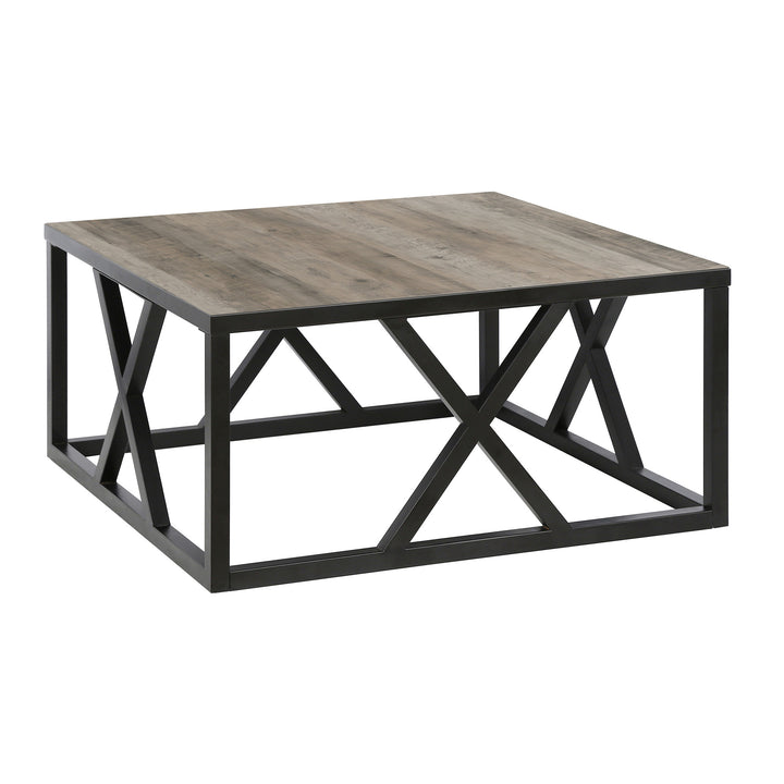 35" Black Steel Square Coffee Table