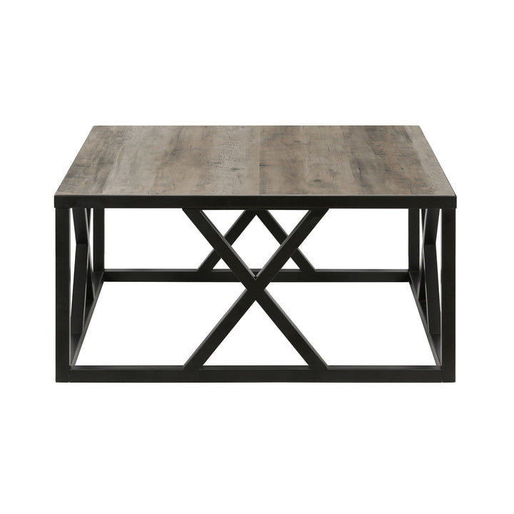 35" Black Steel Square Coffee Table