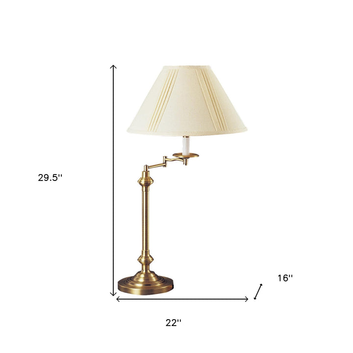 30" Bronze Metal Table Lamp With Off White Empire Shade