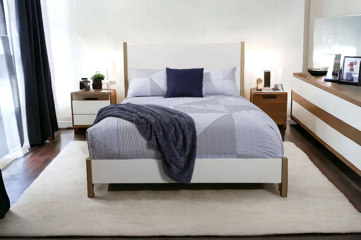 White Solid and Manufactured Wood Queen Bed