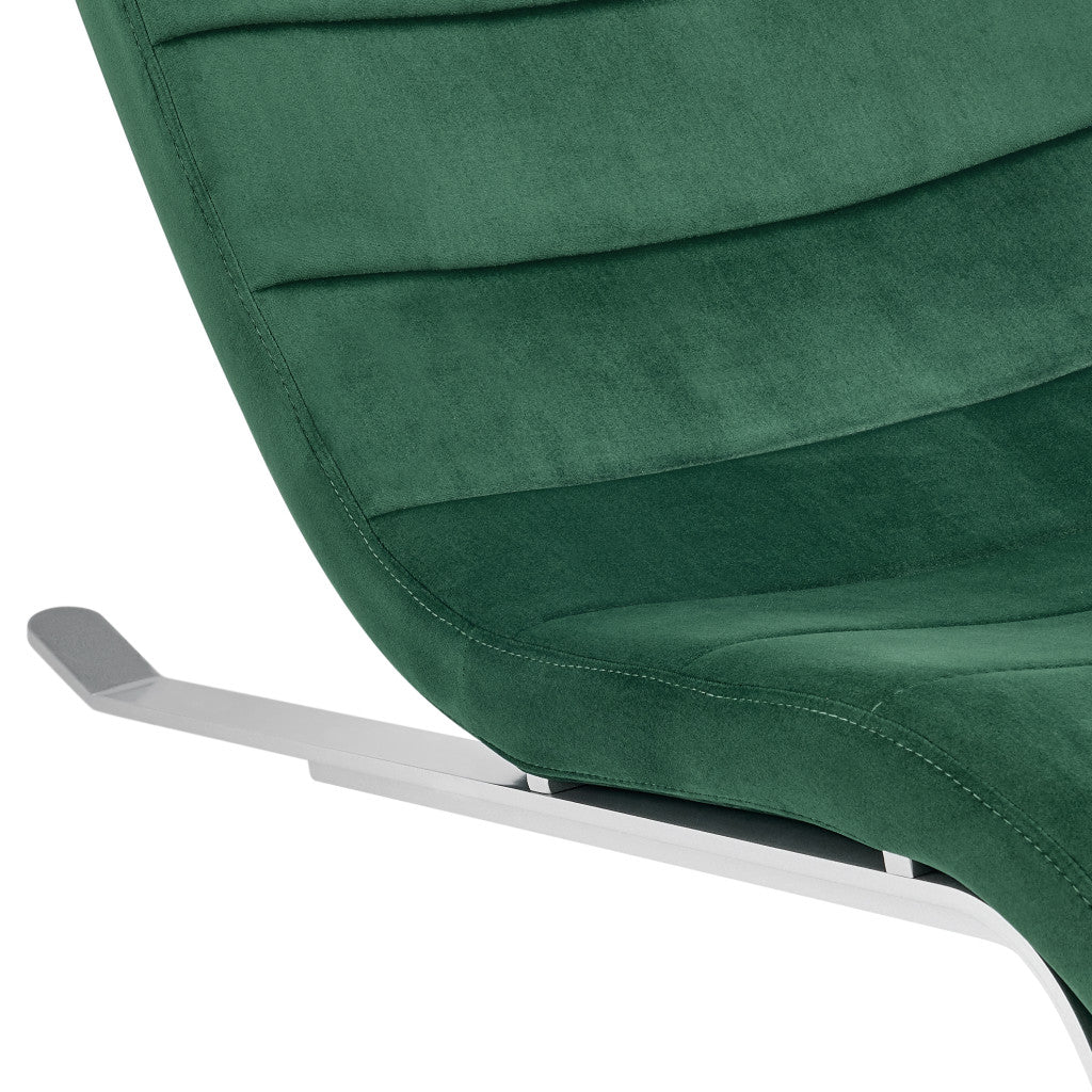 66" Green and Silver Velvet Lounge Chair