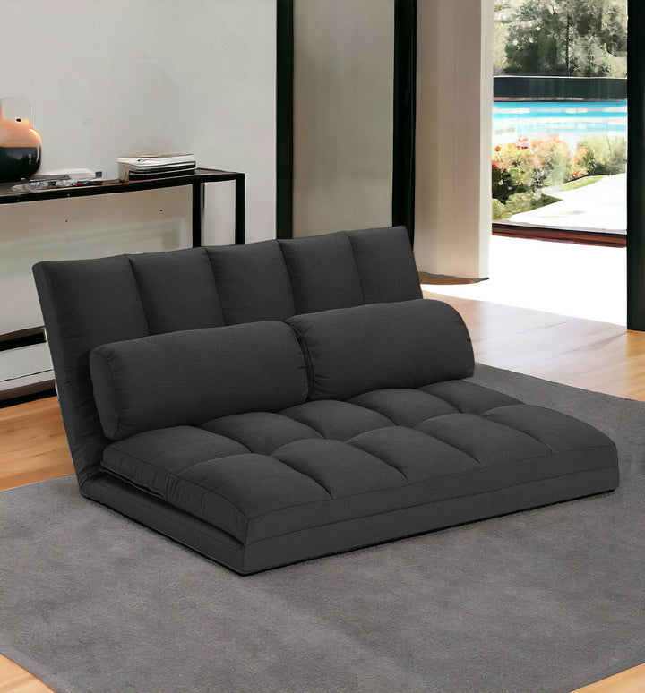 45" Gray Futon Convertible Sleeper Loveseat and Toss Pillows