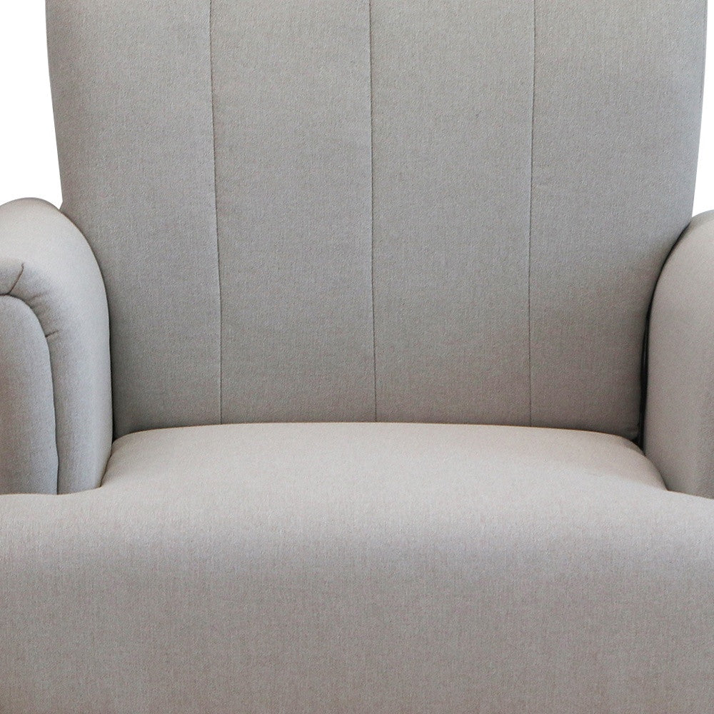 30" Light Gray And Brown Upholstered Arm Chair