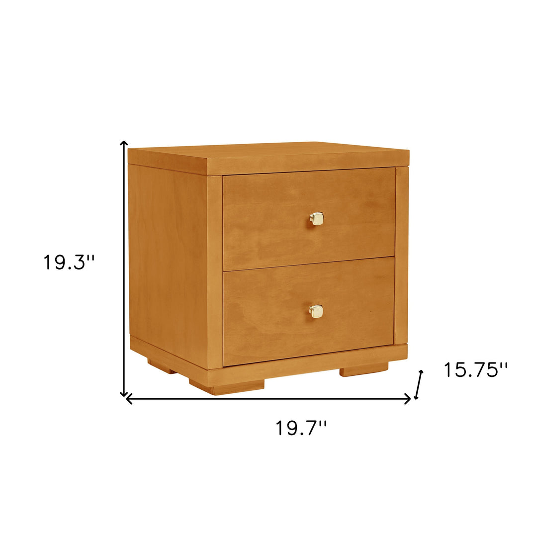 19" Oak Two Drawer Nightstand