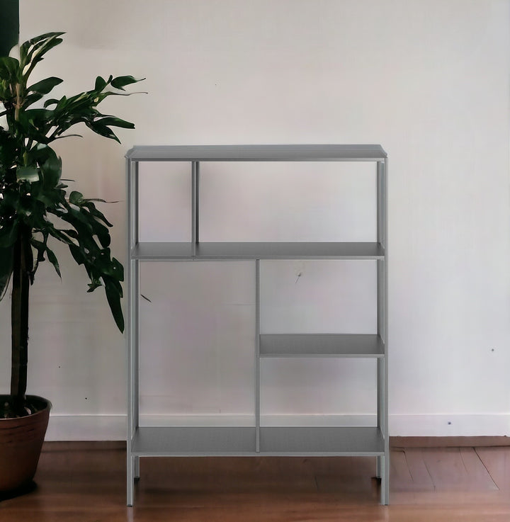 Gray Metal Four Tier Geometric Bookcase