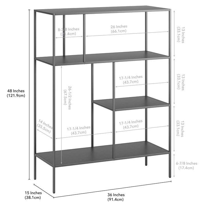 Gray Metal Four Tier Geometric Bookcase