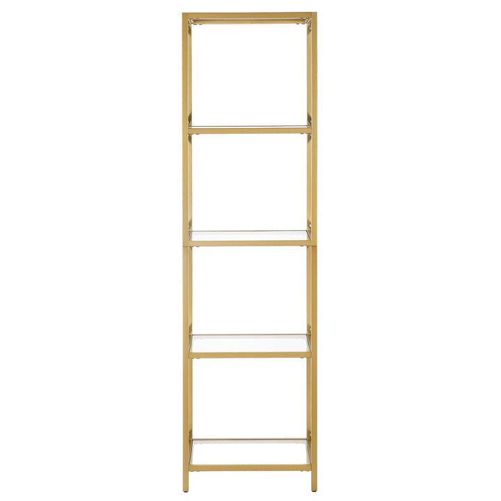 66" Gold Metal And Glass Four Tier Etagere Bookcase