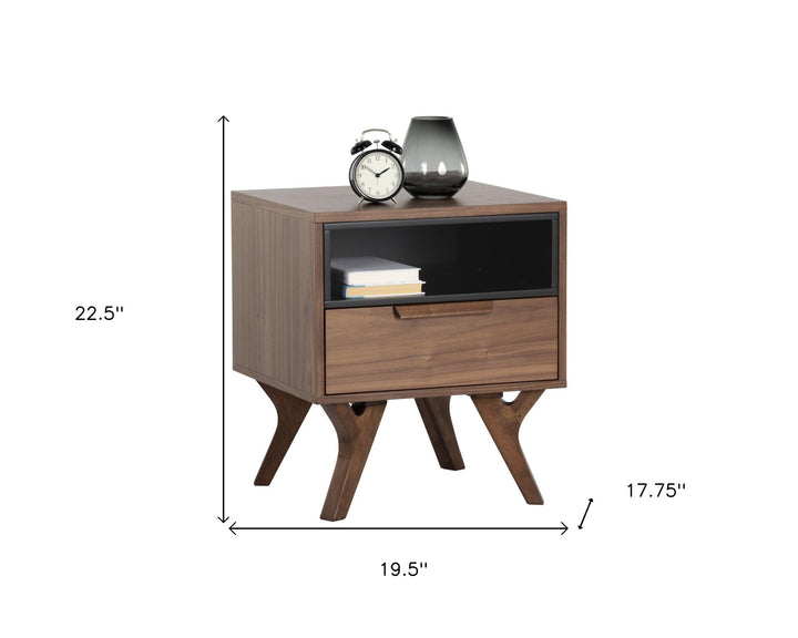 23" Brown Wood One Drawer Nightstand