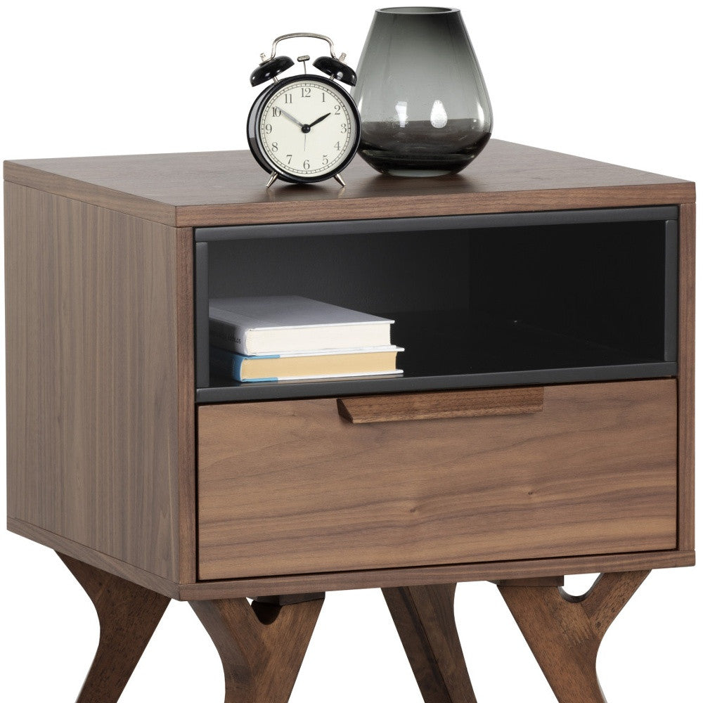 23" Brown Wood One Drawer Nightstand