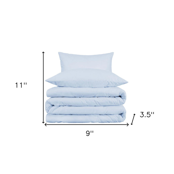 Light Blue Queen Cotton Blend 1000 Thread Count Washable Duvet Cover Set