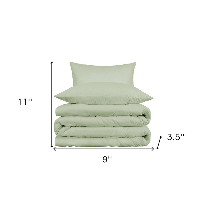 Light Green Queen Cotton Blend 1000 Thread Count Washable Duvet Cover Set