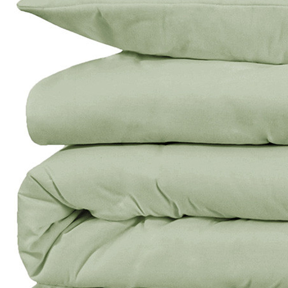 Light Green Queen Cotton Blend 1000 Thread Count Washable Duvet Cover Set