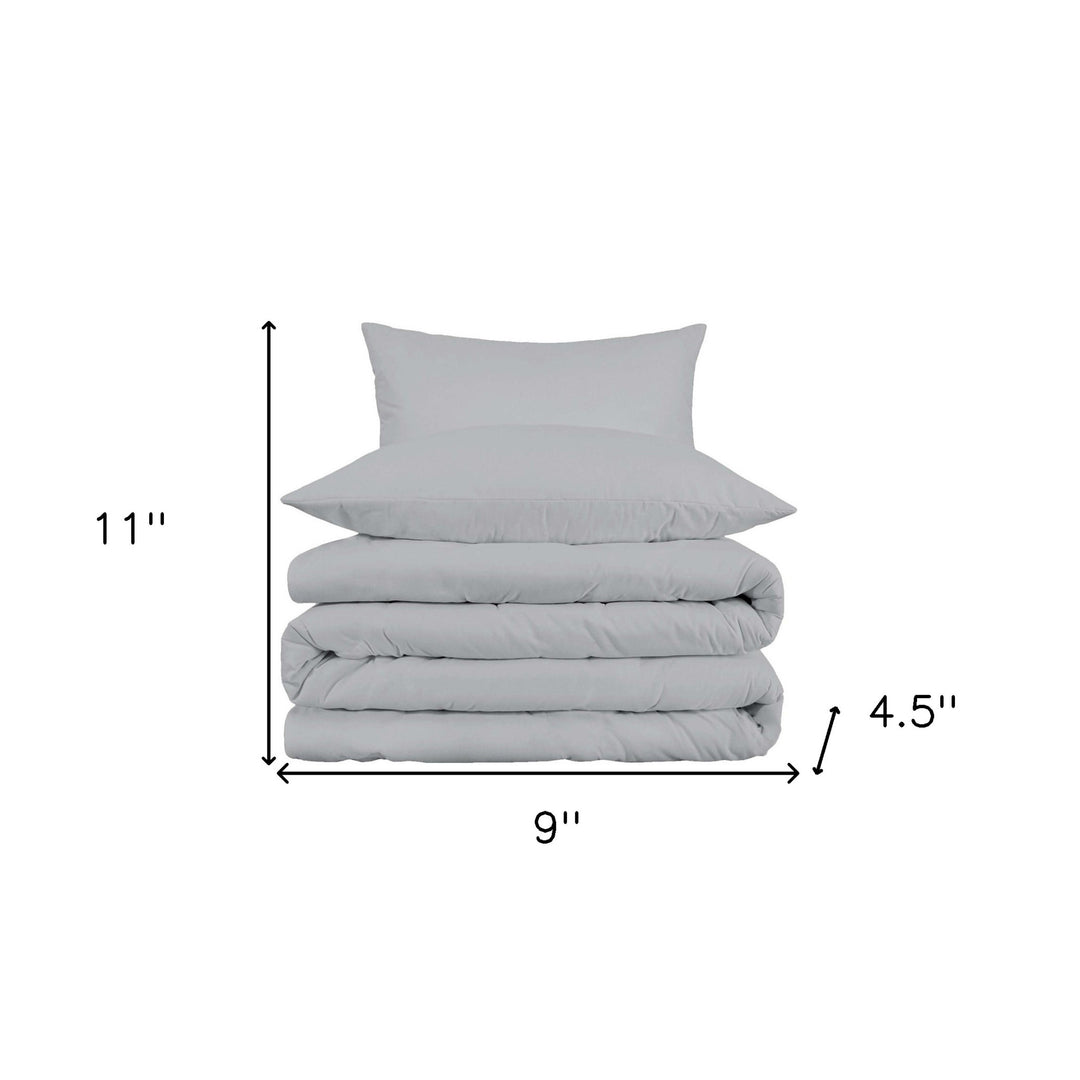 Light Gray King Cotton Blend 1000 Thread Count Washable Duvet Cover Set