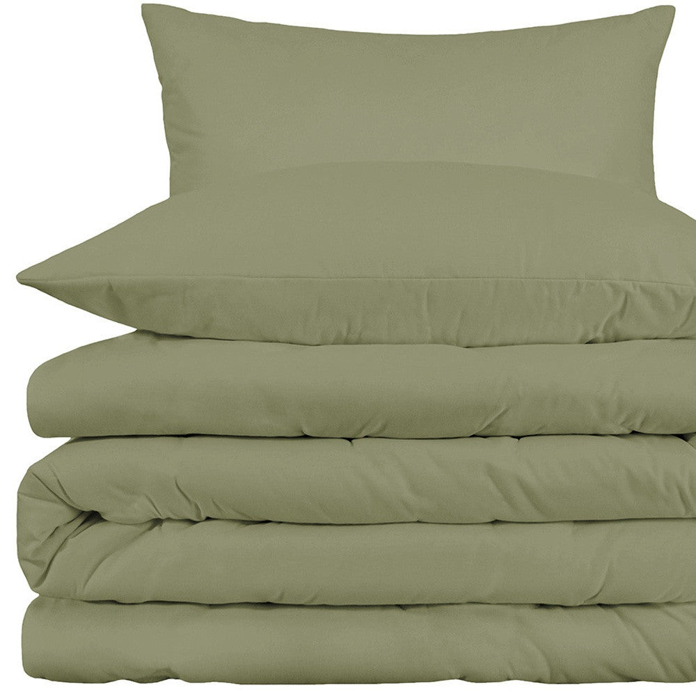 Sage Queen Cotton Blend 1000 Thread Count Washable Duvet Cover Set