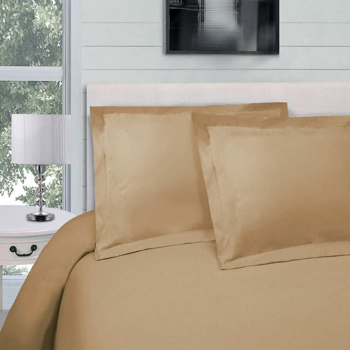 Tan Queen Cotton Blend 300 Thread Count Washable Duvet Cover Set